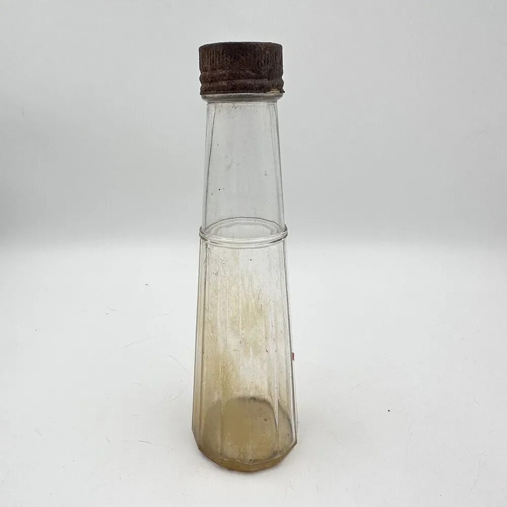 Antique Blue Label Ketchup Glass Bottle with lid - retro kitchen kitsch decor